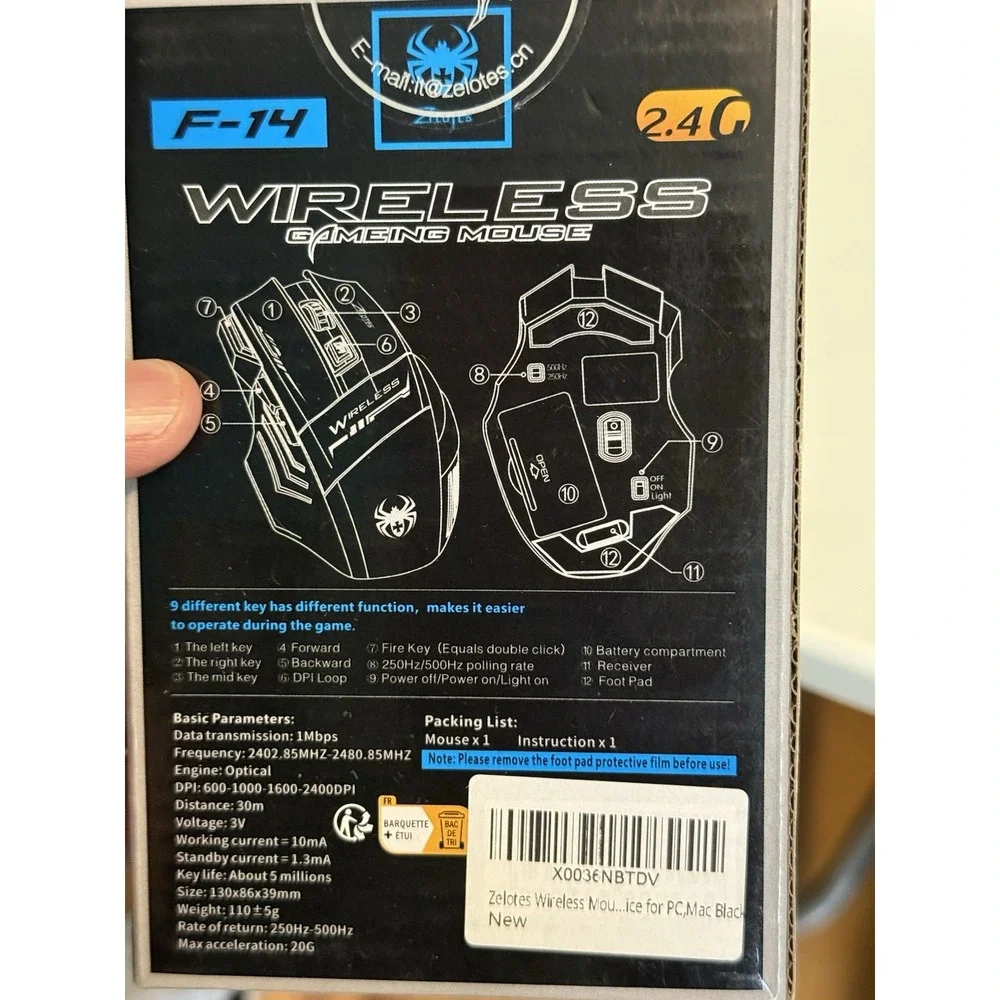 ZELOTES F-14 Gaming Mouse F14 USB 2.4G Hz Wireless 2400 DPI 7